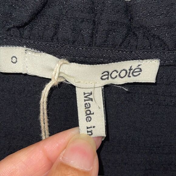 Acote Womens Ruffled Tie Neck Cap Sleeve Mini Fit & Flare Dress Black Size 0 (XS - Picture 5 of 9